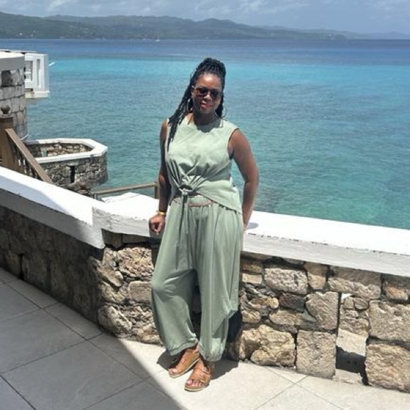 Free People Talley Set Medium NWT Slouchy harem pants, hi low sleeveless top - Picture 9 of 11